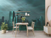 3D Abstract Sea Whale Urban Architecture Wall Mural Wallpaper LQH 74- Jess Art Decoration