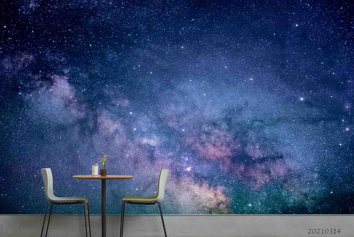 3D Blue Space Stars Wall Mural Wallpaper LQH 169- Jess Art Decoration