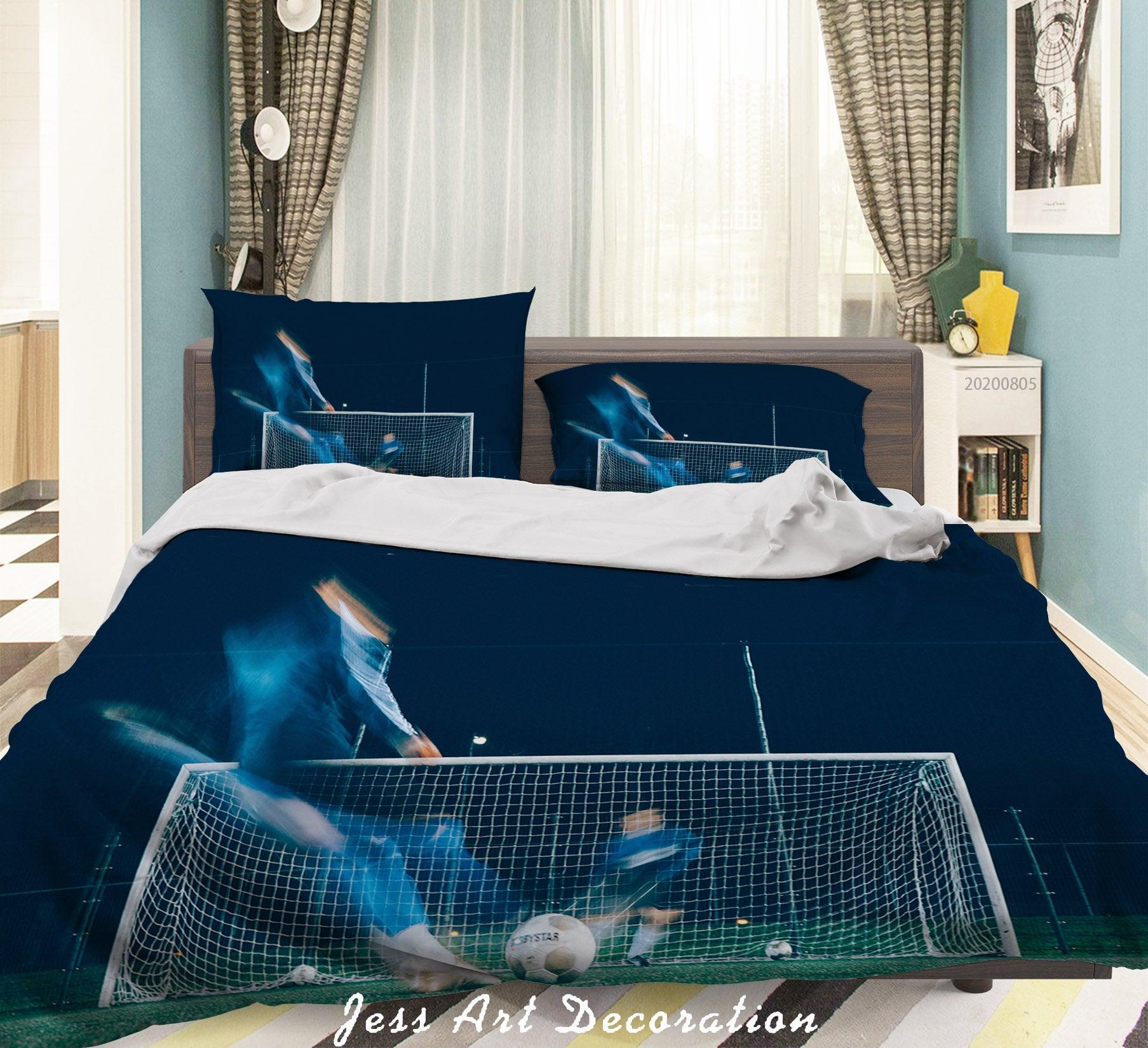 3D Football Player Quilt Cover Set Bedding Set Duvet Cover Pillowcases LXL 19- Jess Art Decoration