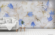 3D White Floral Pattern Wall Mural Wallpaper LQH 738- Jess Art Decoration