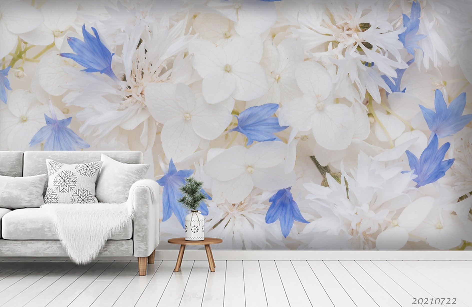 3D White Floral Pattern Wall Mural Wallpaper LQH 738- Jess Art Decoration