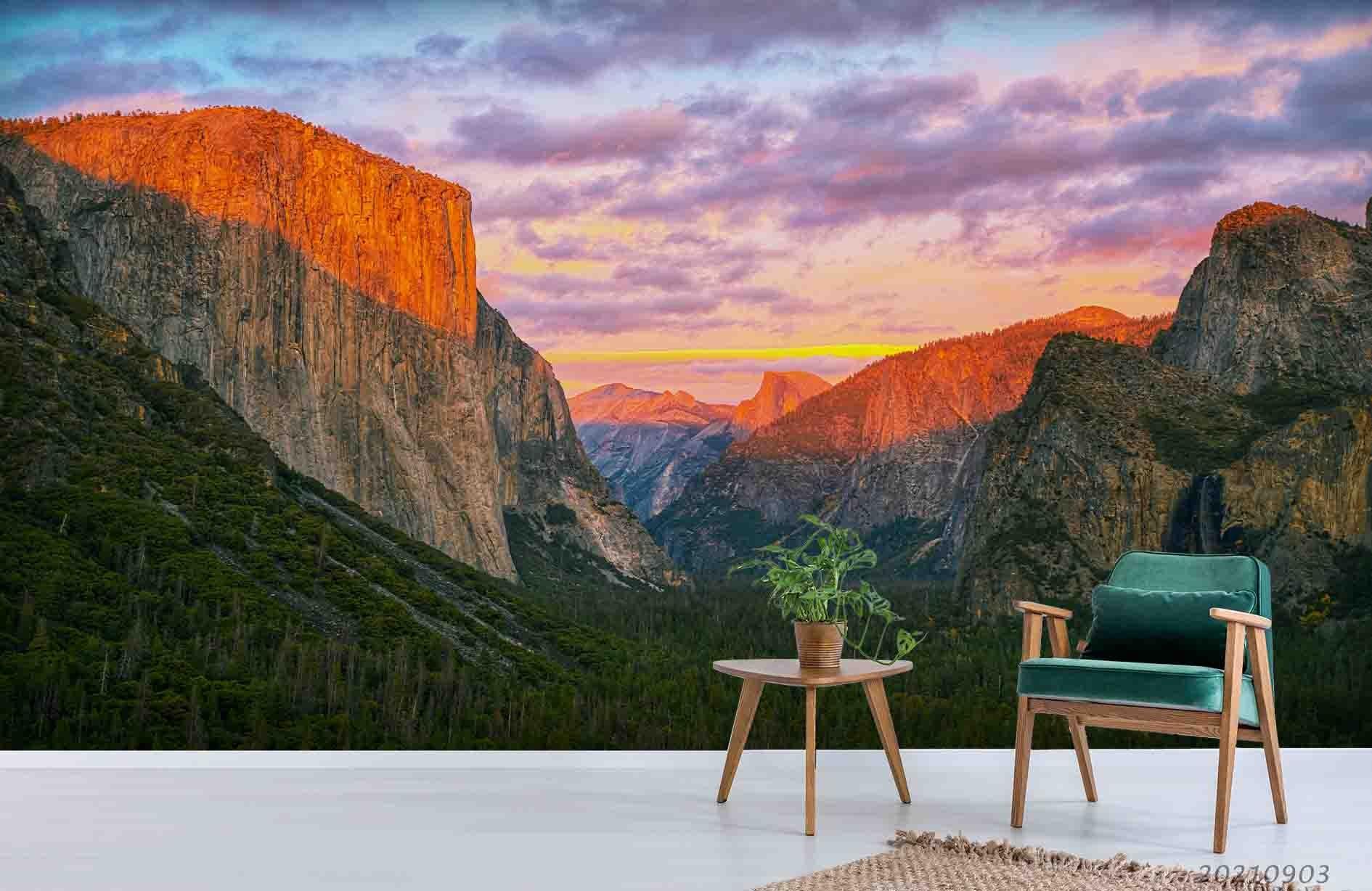 3D Sunset Sky Cloud Mountain Wall Mural Wallpaper LQH 98- Jess Art Decoration