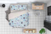 3D Cartoon Animal Panda Rainbow Quilt Cover Set Bedding Set Duvet Cover Pillowcases 2- Jess Art Decoration