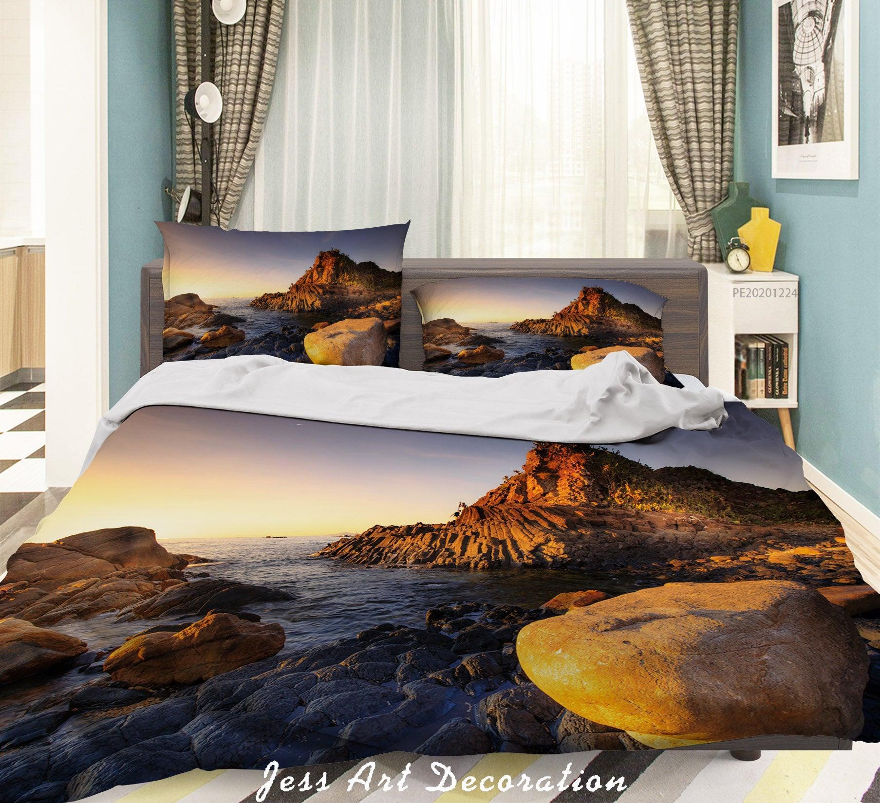 3D Sunset Sky Rock Landscape Quilt Cover Set Bedding Set Duvet Cover Pillowcases 159 LQH- Jess Art Decoration