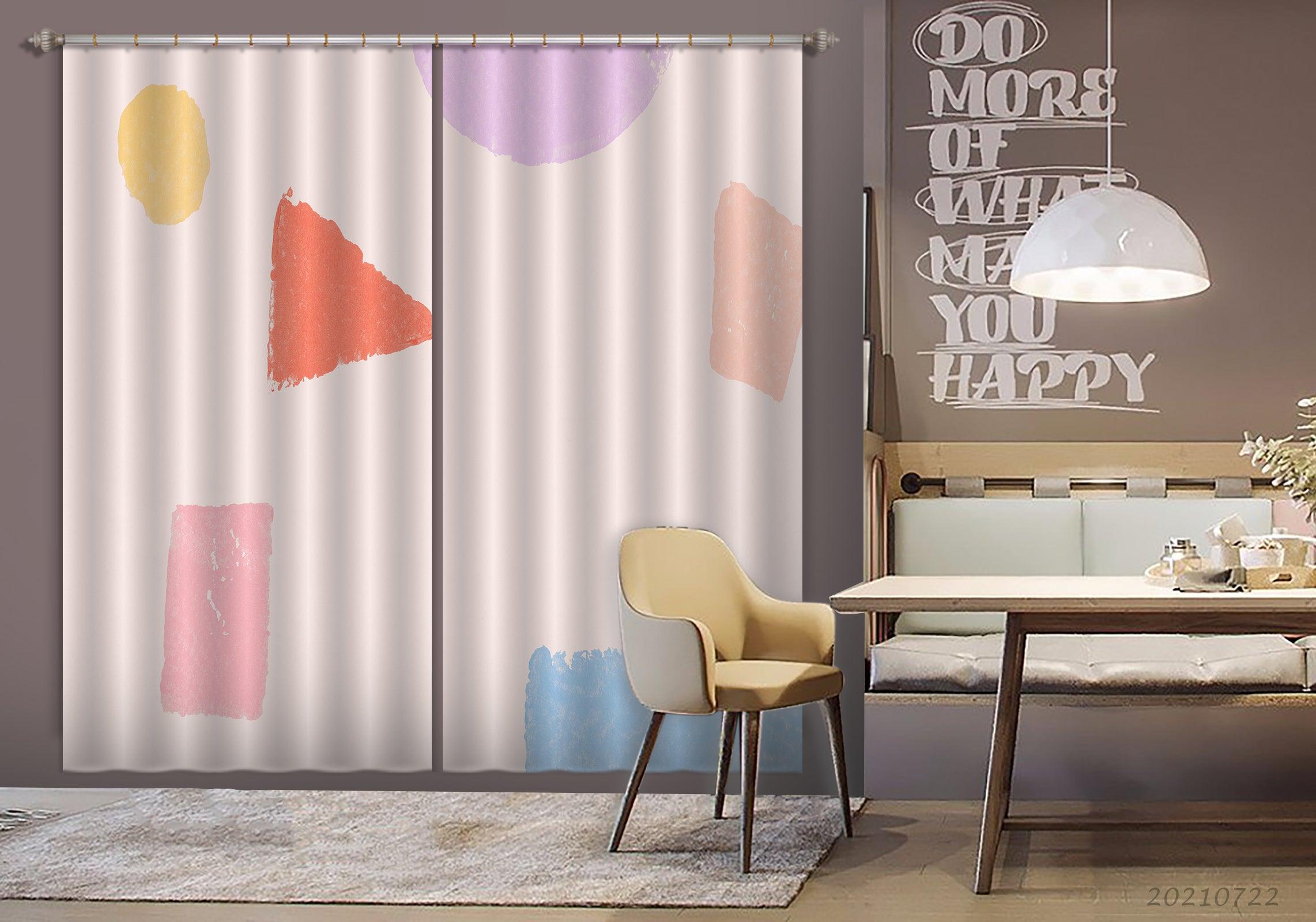 3D Abstract Color Geometry Curtains and Drapes LQH 248- Jess Art Decoration