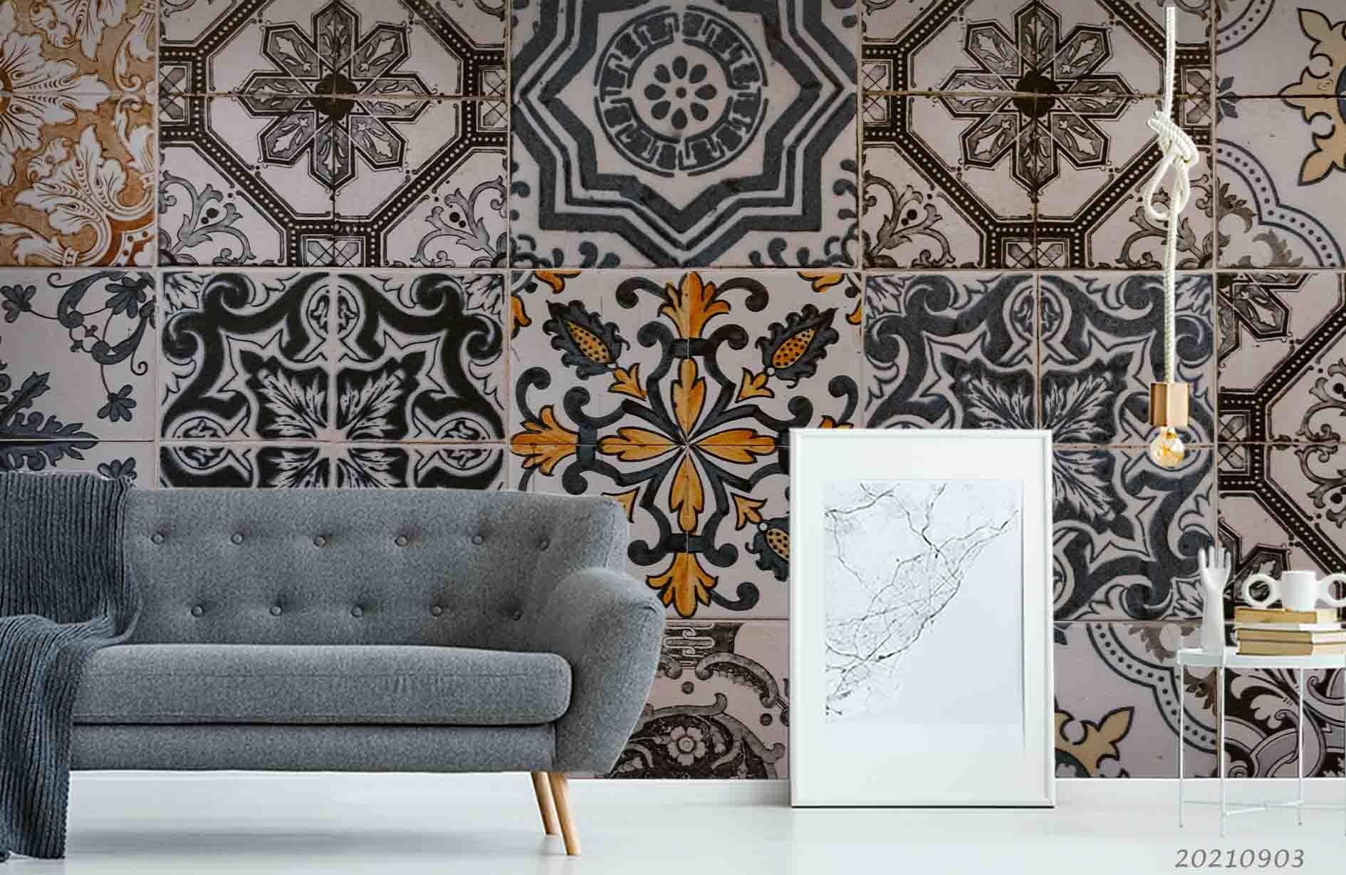 3D Abstract Floral Tile Texture Wall Mural Wallpaper LQH 99- Jess Art Decoration