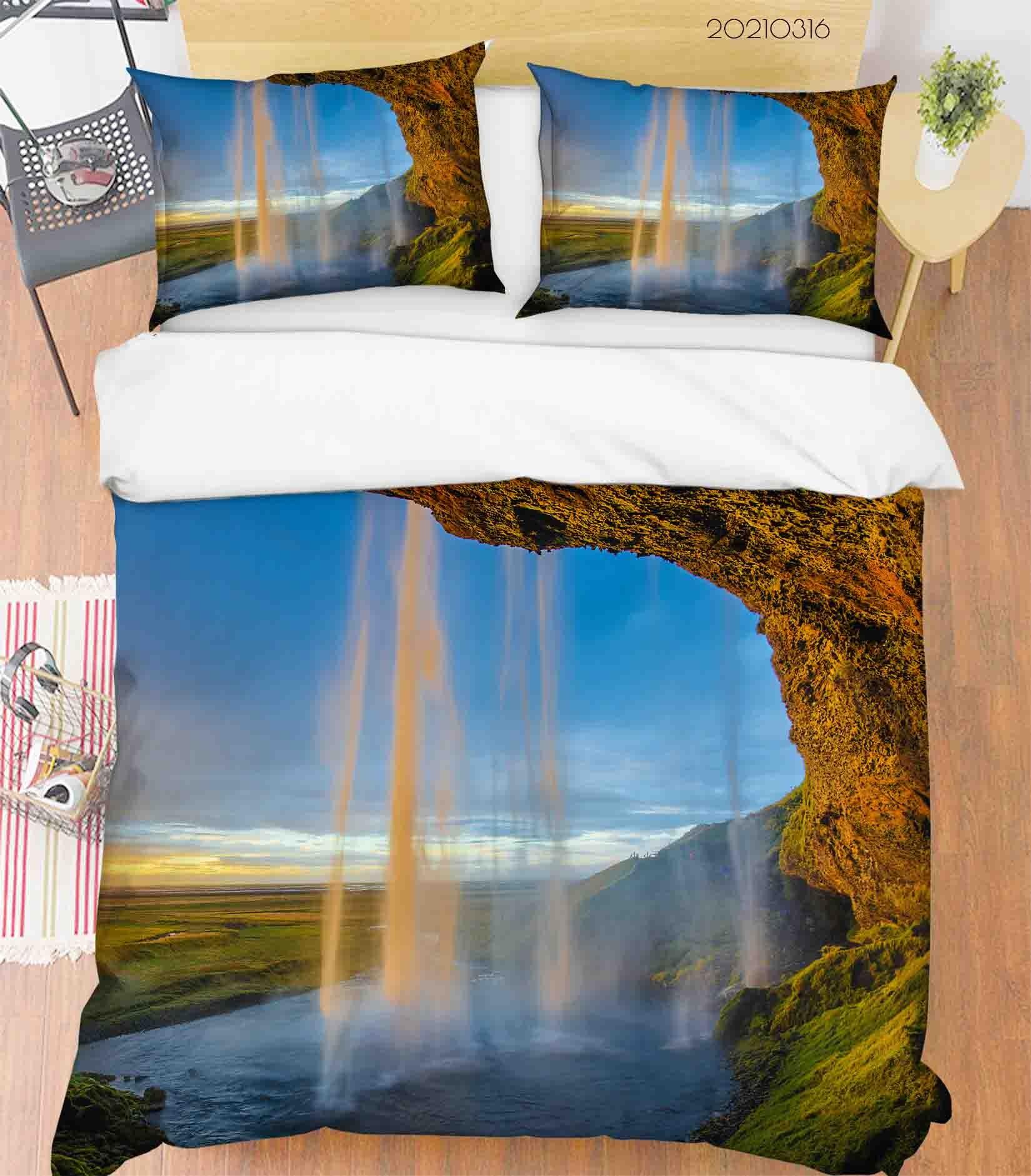 3D Waterfall Nature Landscape Quilt Cover Set Bedding Set Duvet Cover Pillowcases 203- Jess Art Decoration