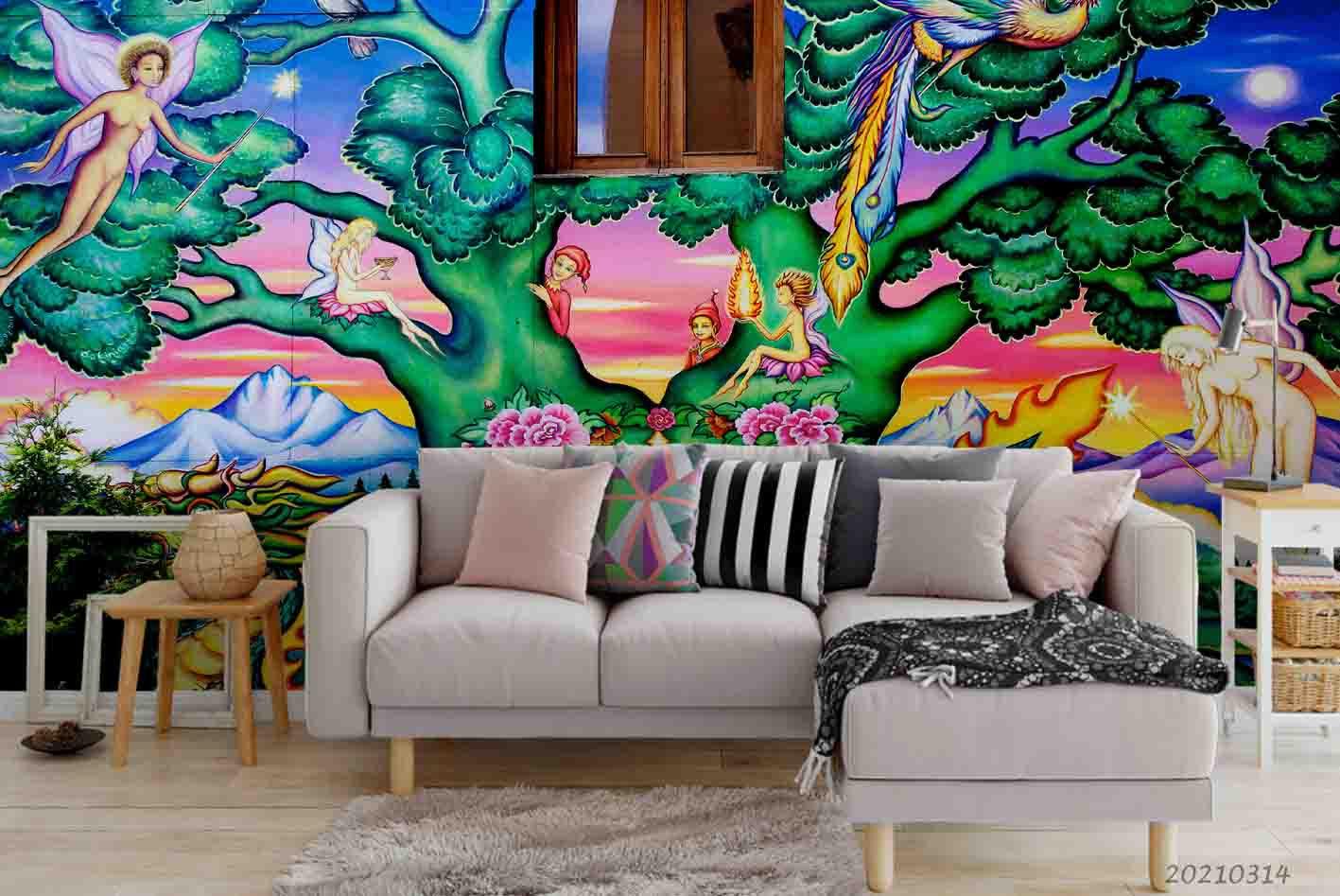 3D Abstract Colored Street Graffiti Wall Mural Wallpaper LQH 207- Jess Art Decoration