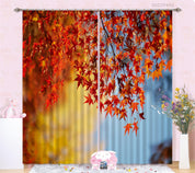 3D Autumn Red Maple Leaf Scenery Curtains and Drapes GD 3398- Jess Art Decoration