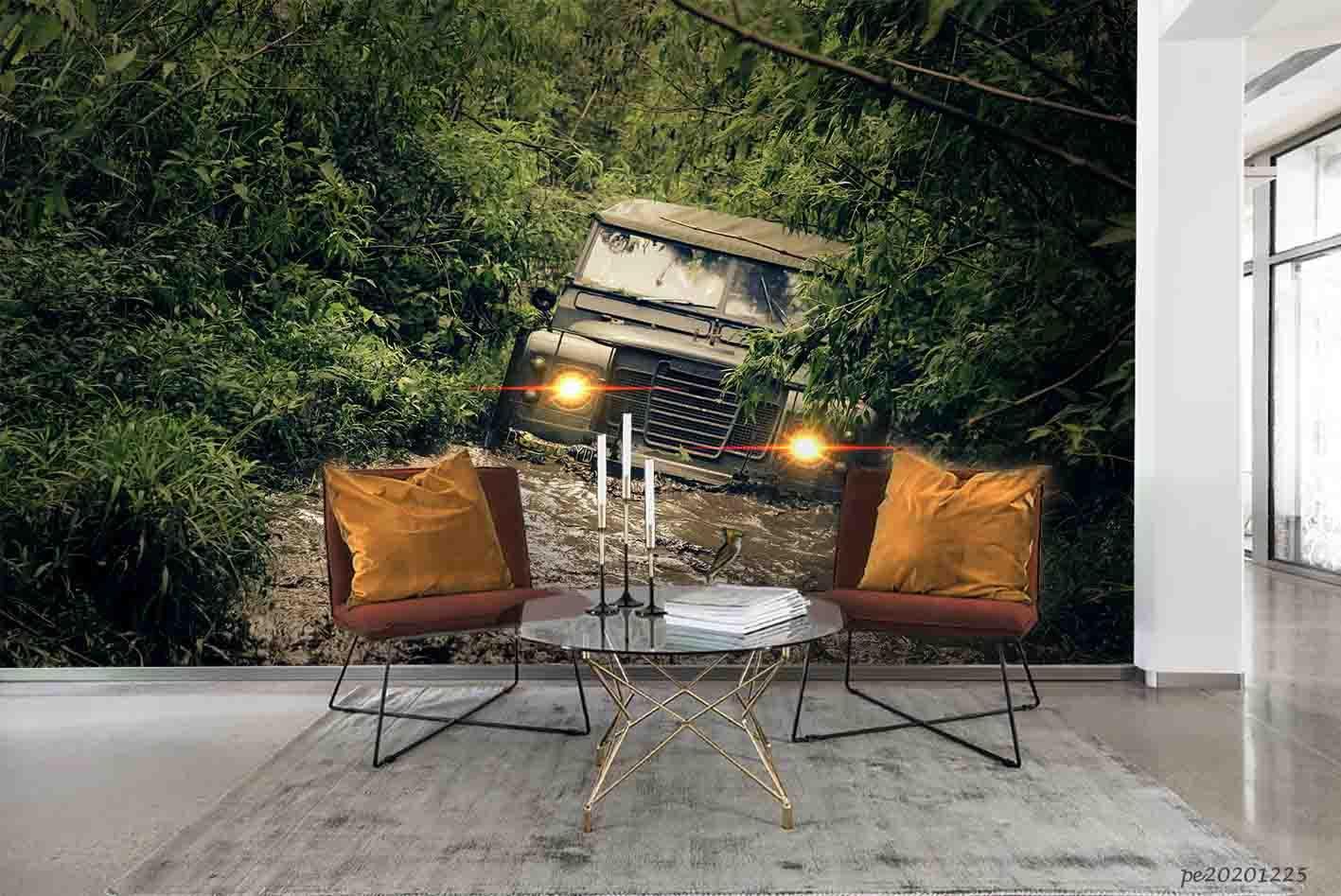 3D Green Forest Truck Wall Mural Wallpaper LQH 116- Jess Art Decoration