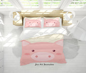 3D Cartoon Cute Animal Pig Quilt Cover Set Bedding Set Duvet Cover Pillowcases WJ 9523- Jess Art Decoration