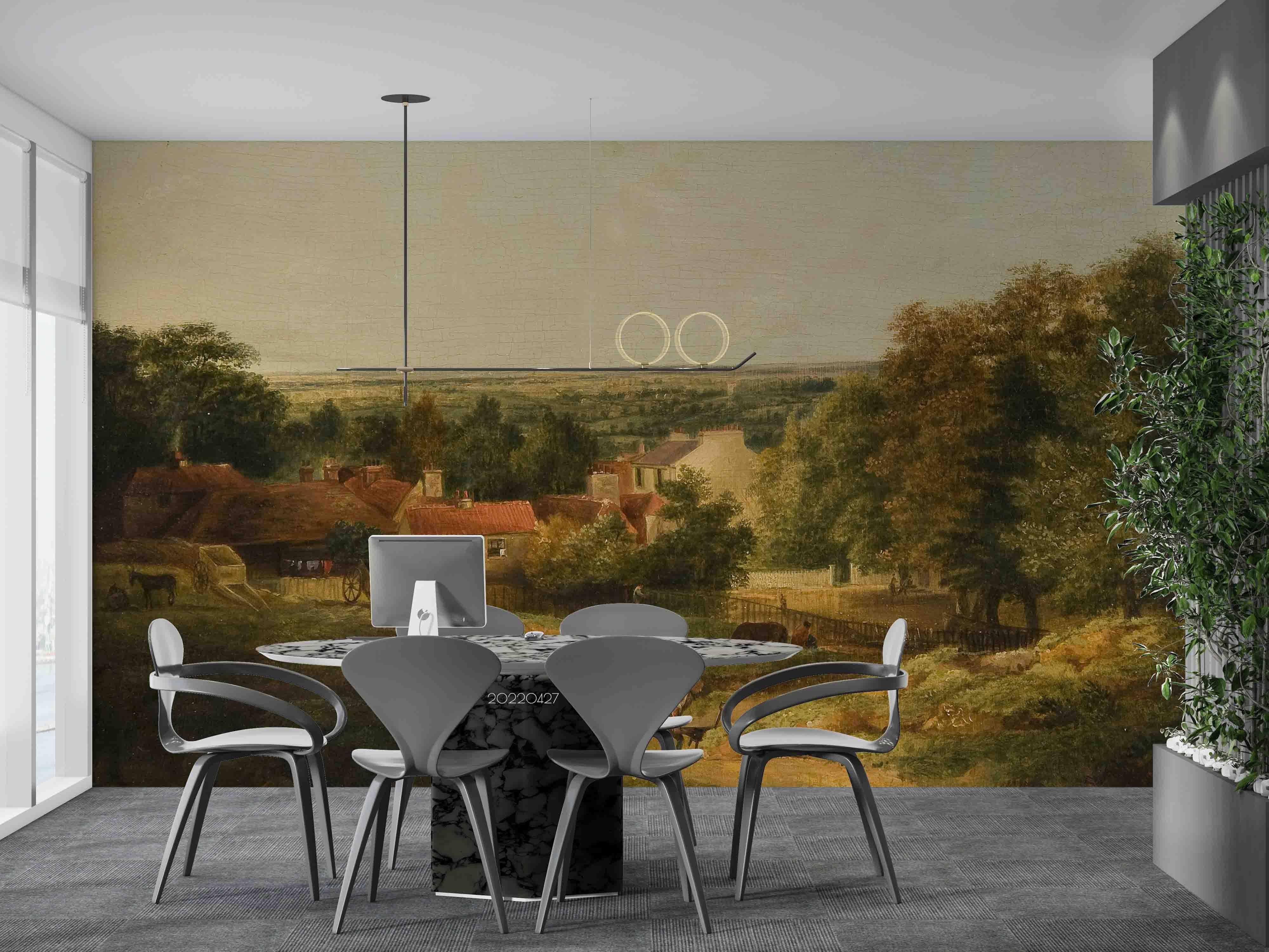 3D House Field Farmer Tree Oil Painting Wall Mural Wallpaper GD 4421- Jess Art Decoration