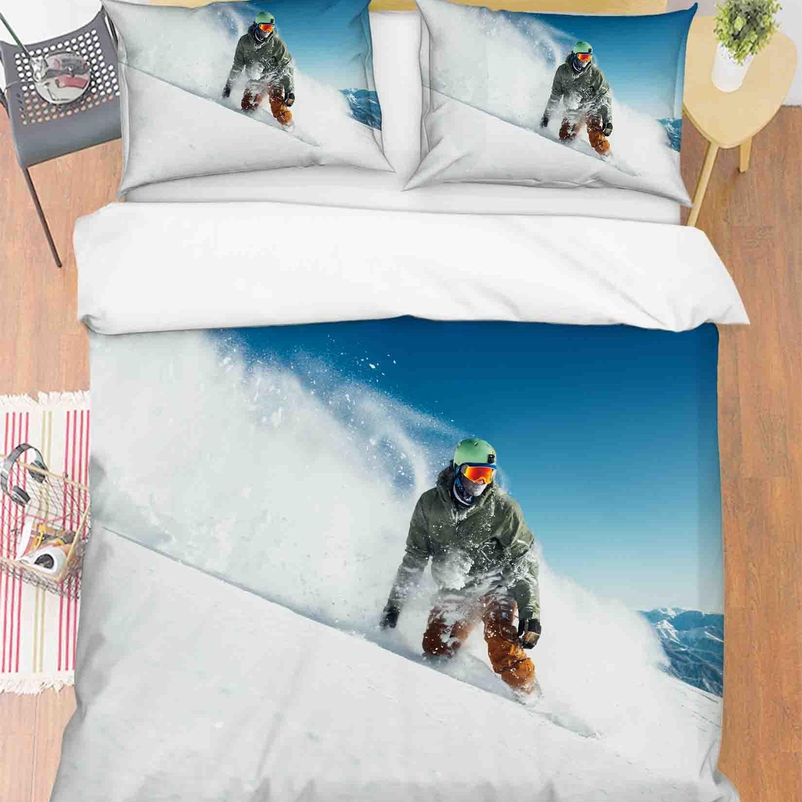 3D Sports Ski Quilt Cover Set Bedding Set Duvet Cover Pillowcases 300- Jess Art Decoration