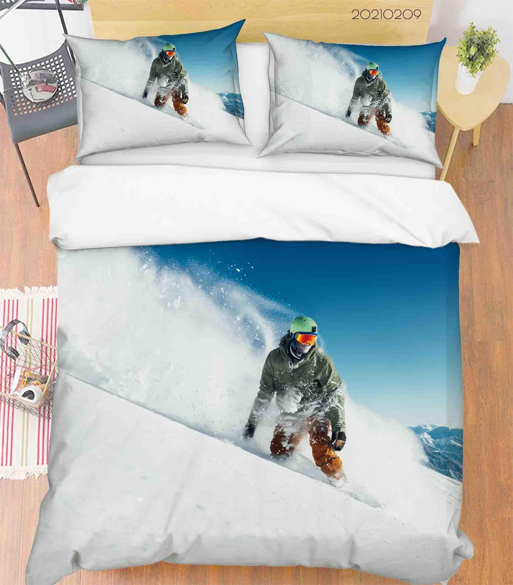 3D Sports Ski Quilt Cover Set Bedding Set Duvet Cover Pillowcases 300- Jess Art Decoration