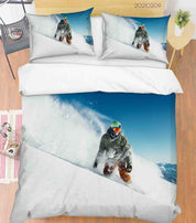3D Sports Ski Quilt Cover Set Bedding Set Duvet Cover Pillowcases 300- Jess Art Decoration