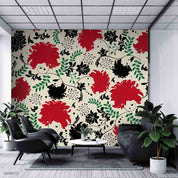 3D Red Floral Wall Mural Wallpaper SF28- Jess Art Decoration