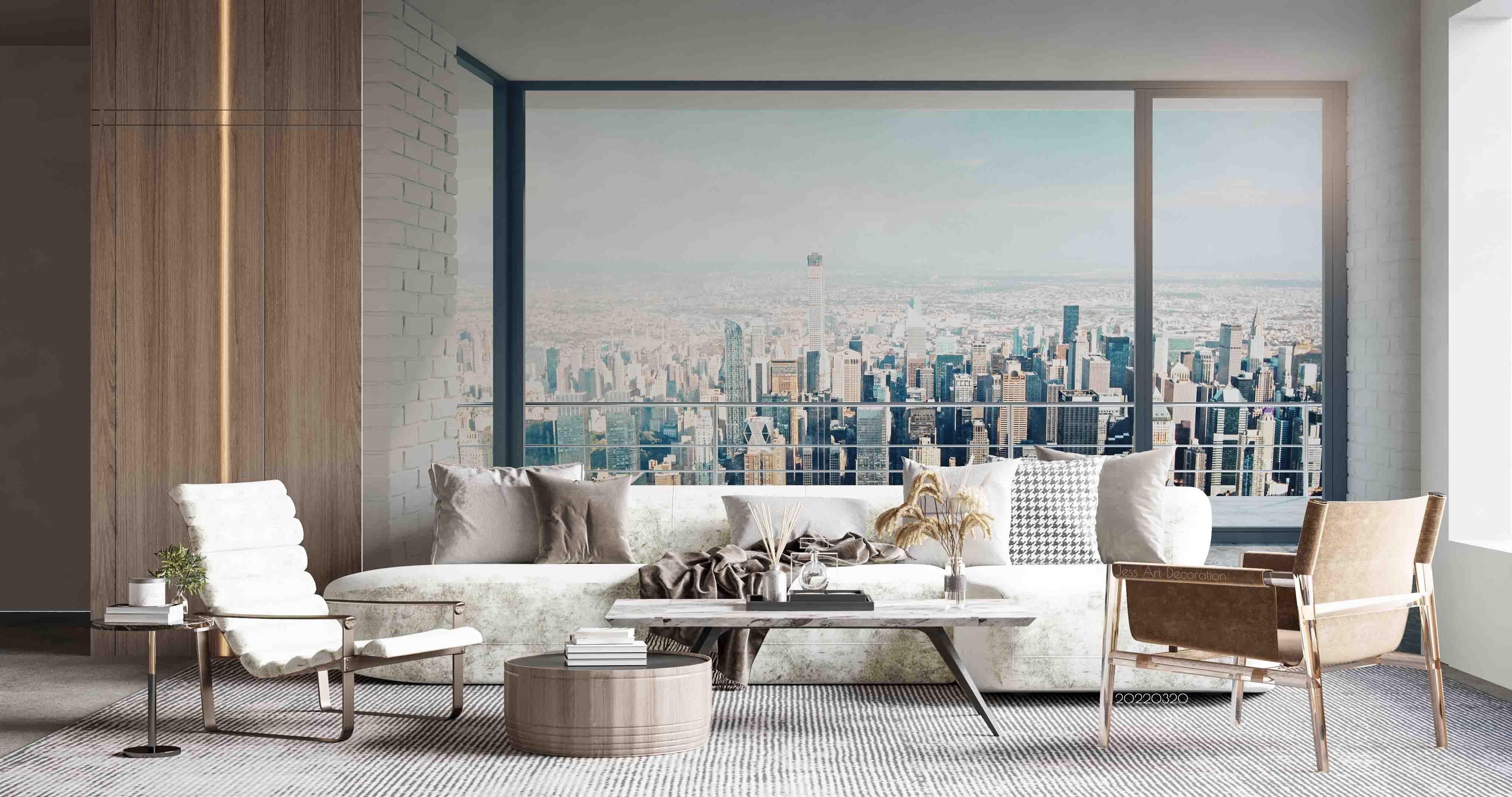 3D Glass Window City Building Scenery Wall Mural Wallpaper GD 3763- Jess Art Decoration