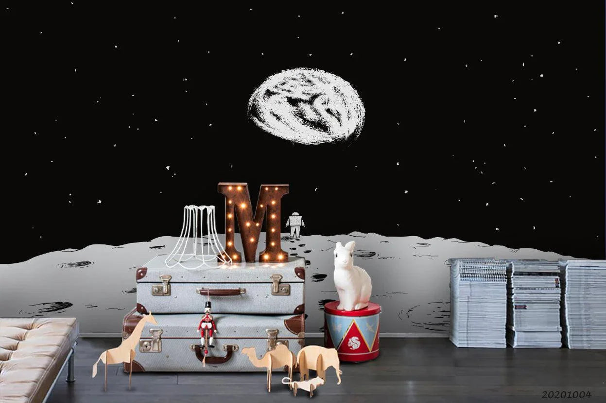 3D Cartoon Planet Astronaut Wall Mural Wallpaper WJ 3429- Jess Art Decoration