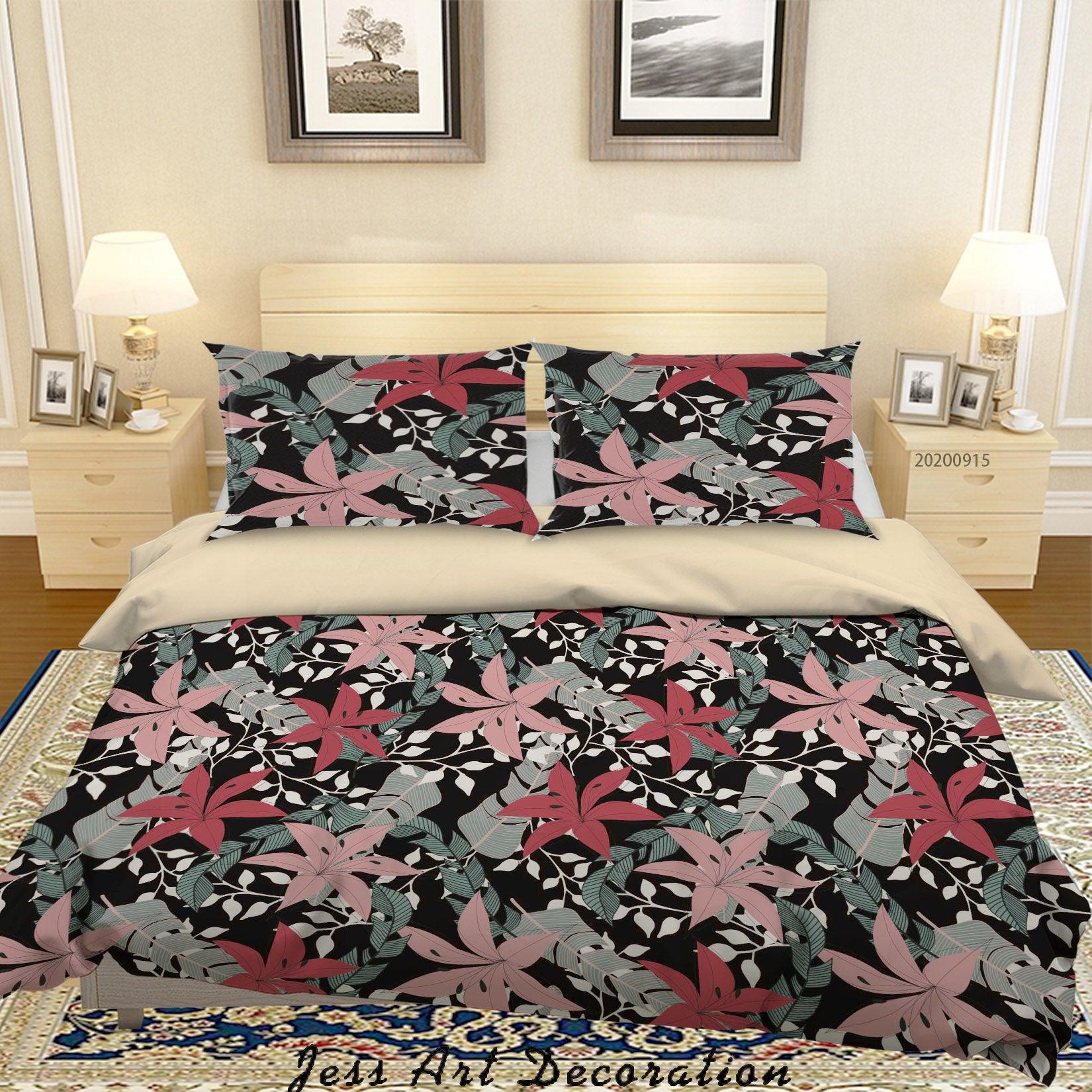 3D Plant Leaves Flower Pattern Quilt Cover Set Bedding Set Duvet Cover Pillowcases WJ 9015- Jess Art Decoration
