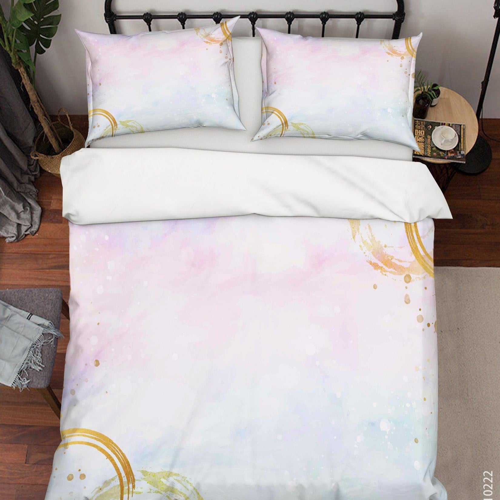 3D Watercolor Gold Pattern Quilt Cover Set Bedding Set Duvet Cover Pillowcases 150- Jess Art Decoration