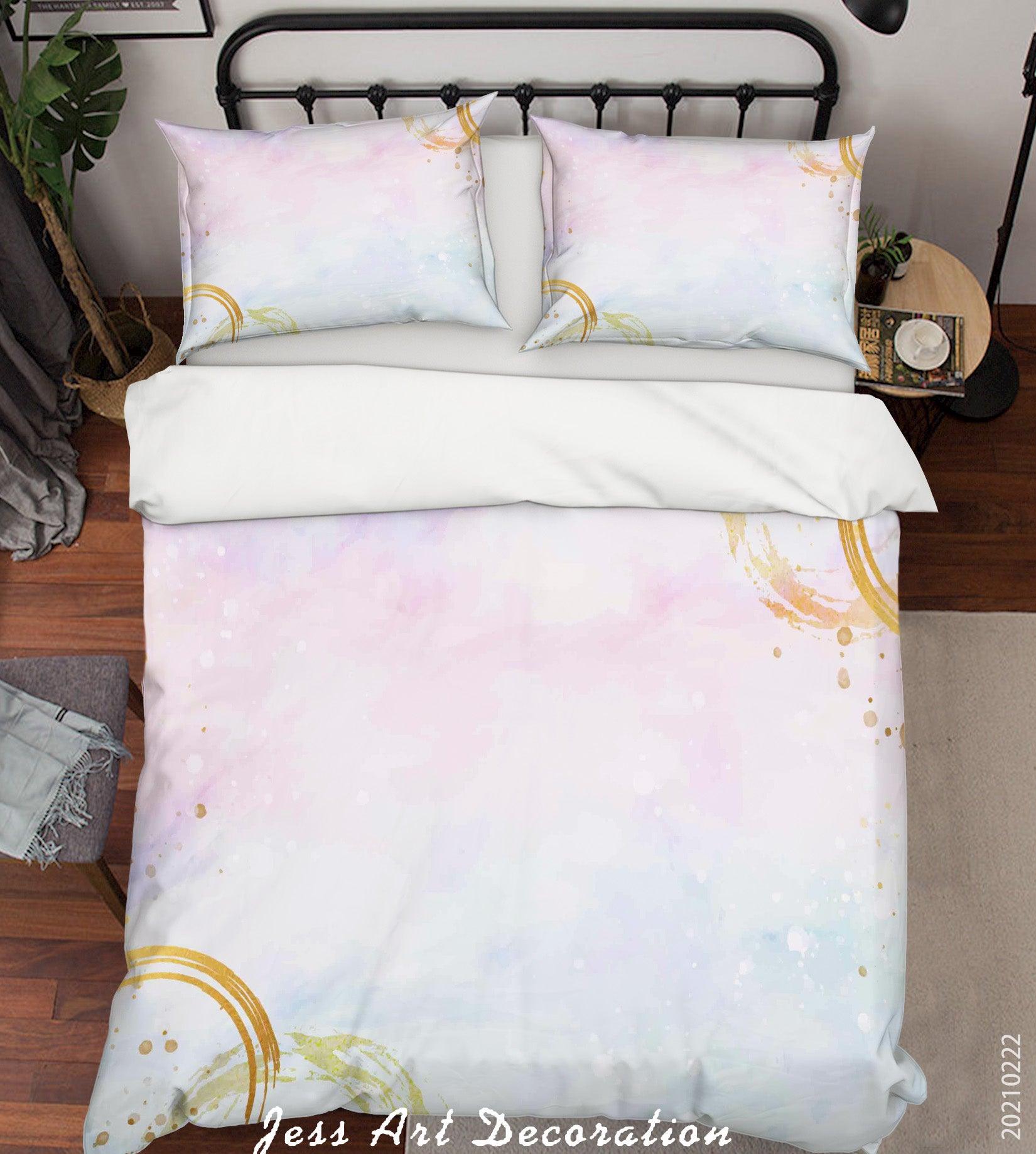 3D Watercolor Gold Pattern Quilt Cover Set Bedding Set Duvet Cover Pillowcases 150- Jess Art Decoration