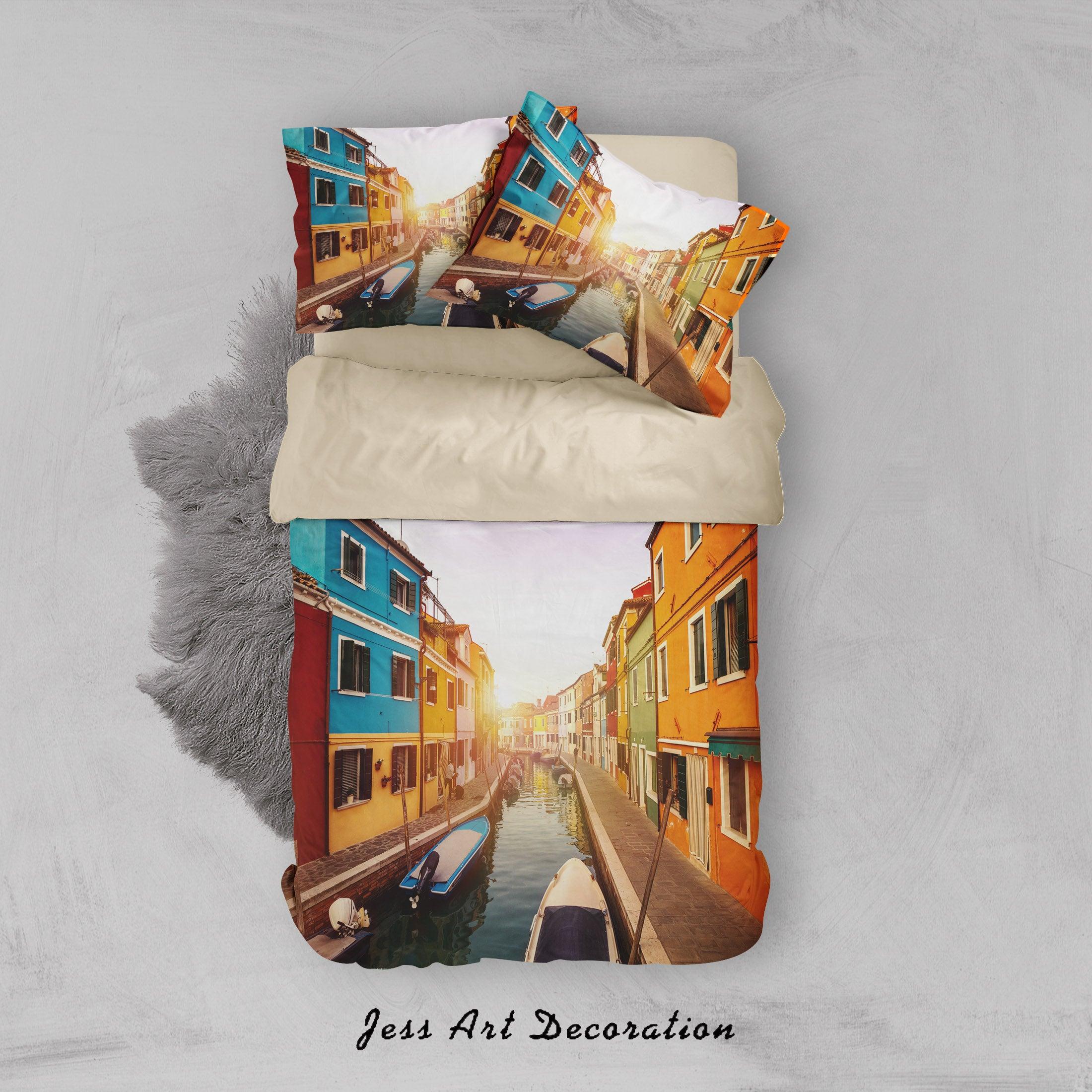 3D Water City Building Quilt Cover Set Bedding Set Duvet Cover Pillowcases SF35- Jess Art Decoration