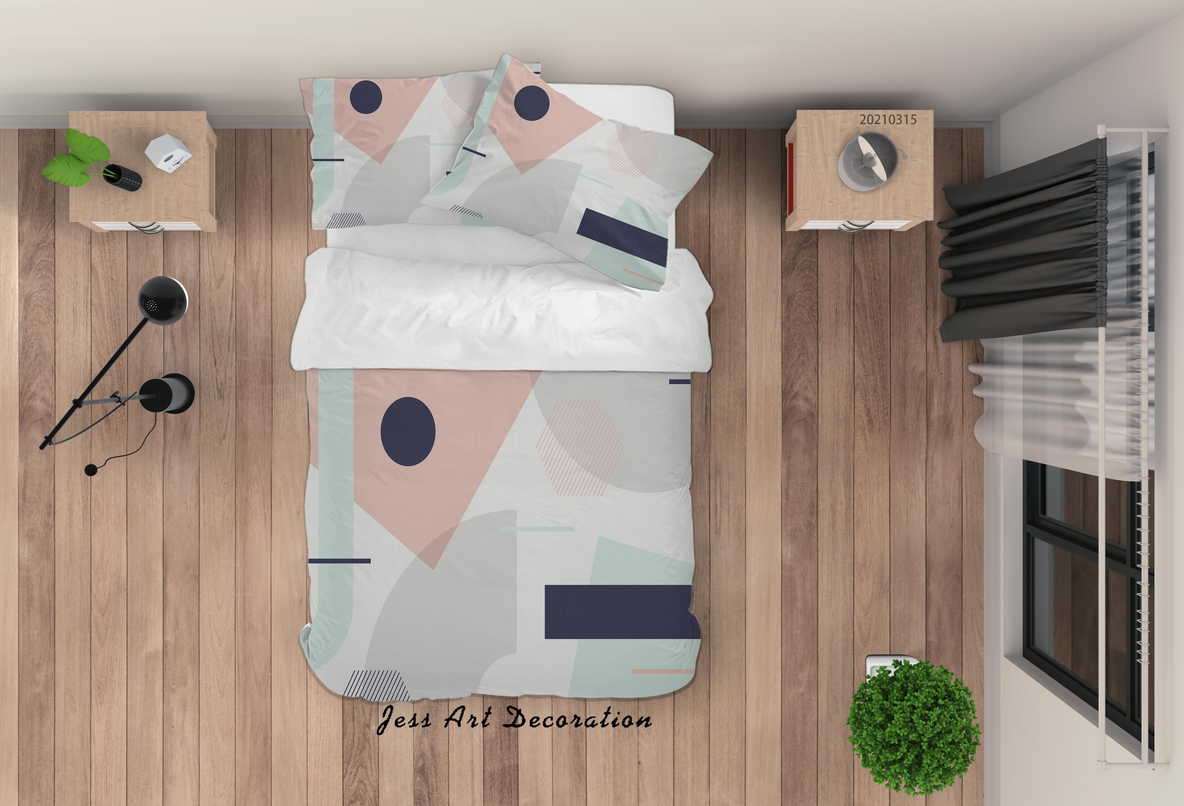 3D Abstract Color Geometry Quilt Cover Set Bedding Set Duvet Cover Pillowcases 84- Jess Art Decoration