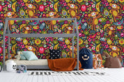 Cartoon Banana Monkey Animal Floral Partten Wall Mural Wallpaper LXL- Jess Art Decoration