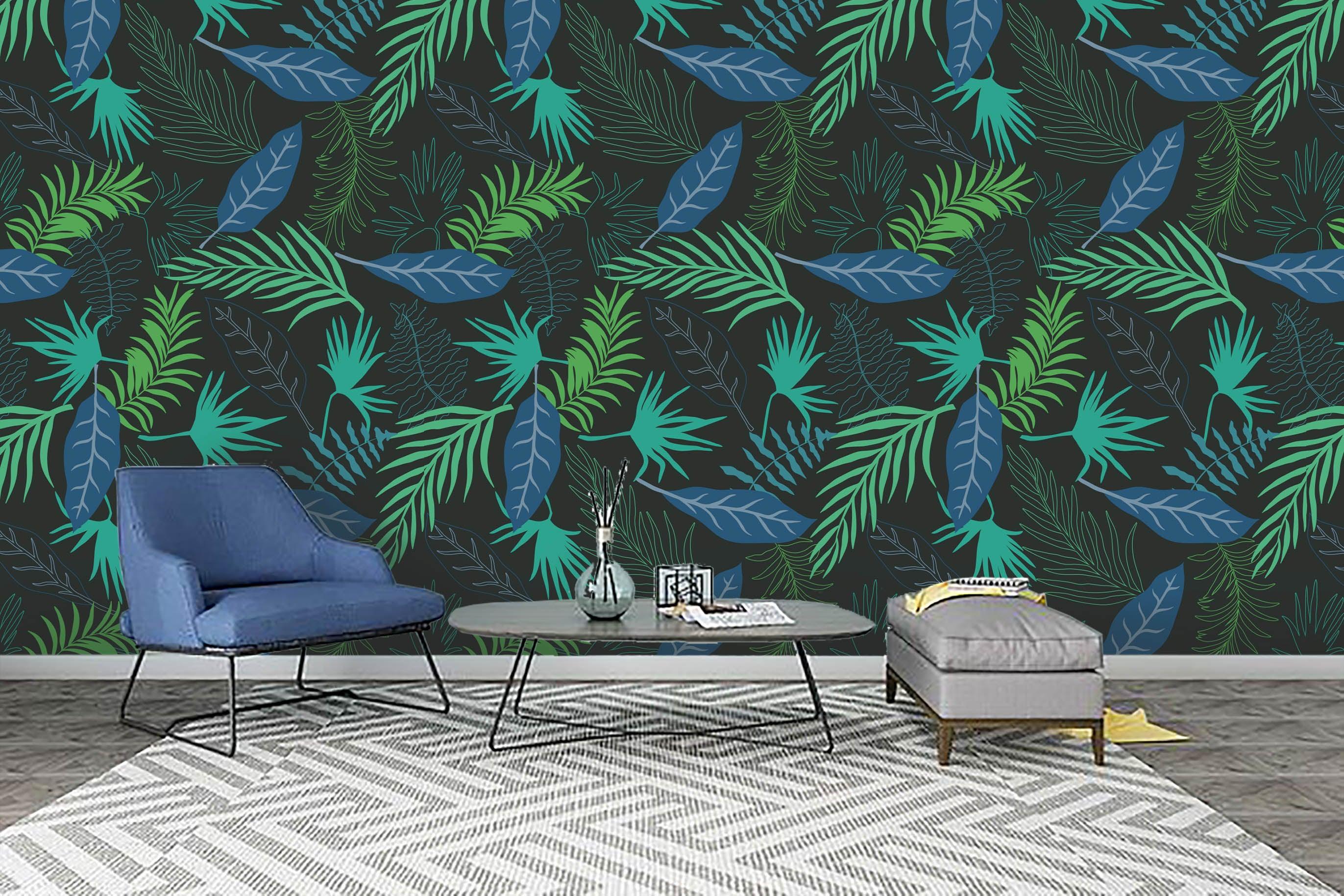 3D Green Blue Leaves Wall Mural Wallpaper 57- Jess Art Decoration