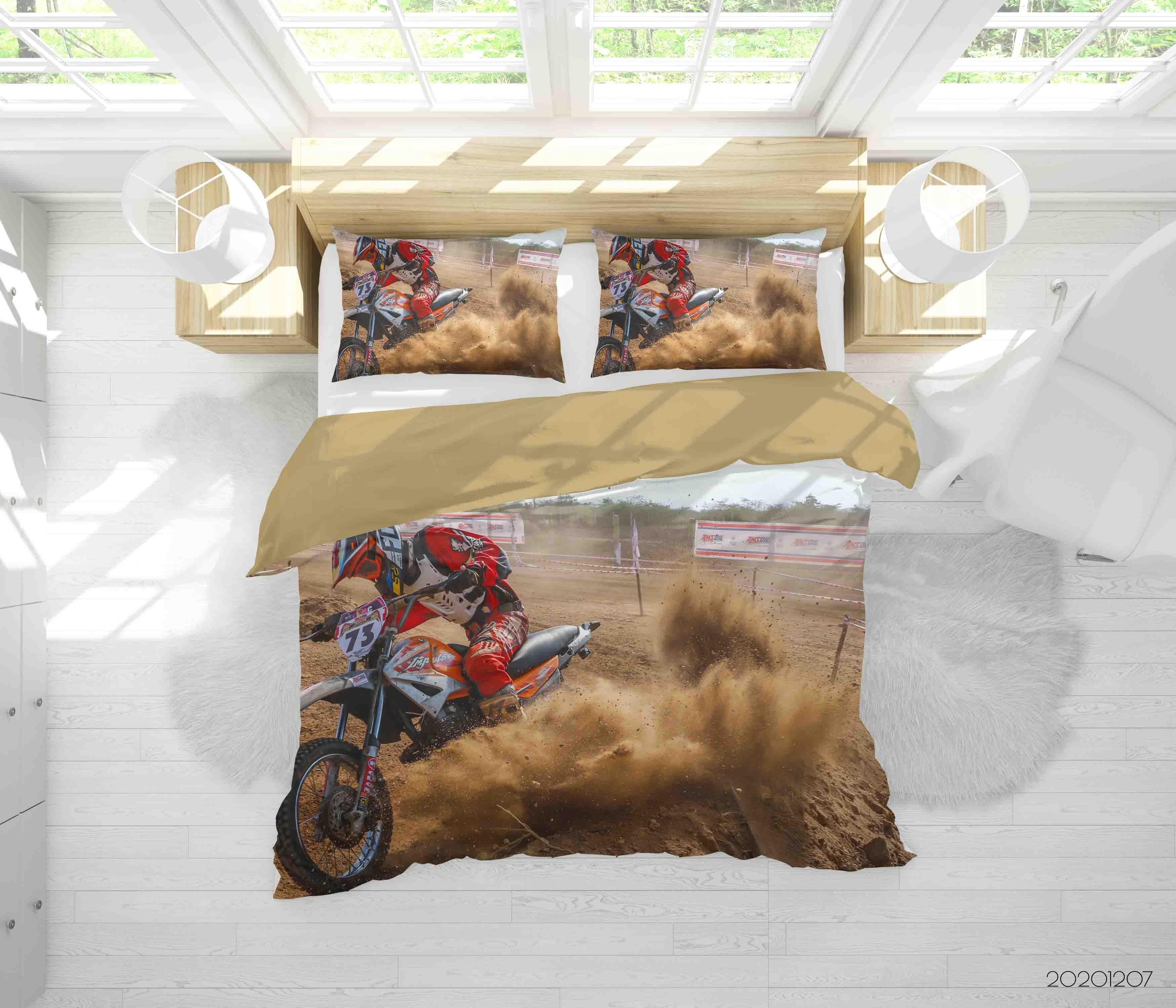 3D Pexels Wilderness Risky Racing Dirtbike Quilt Cover Set Bedding Set Duvet Cover Pillowcases LXL- Jess Art Decoration