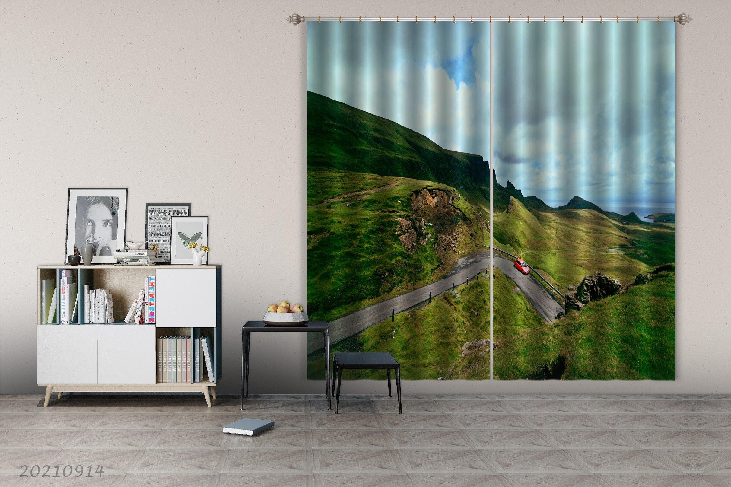 3D Mountain Sky Nature Landscape Curtains and Drapes LQH 248- Jess Art Decoration