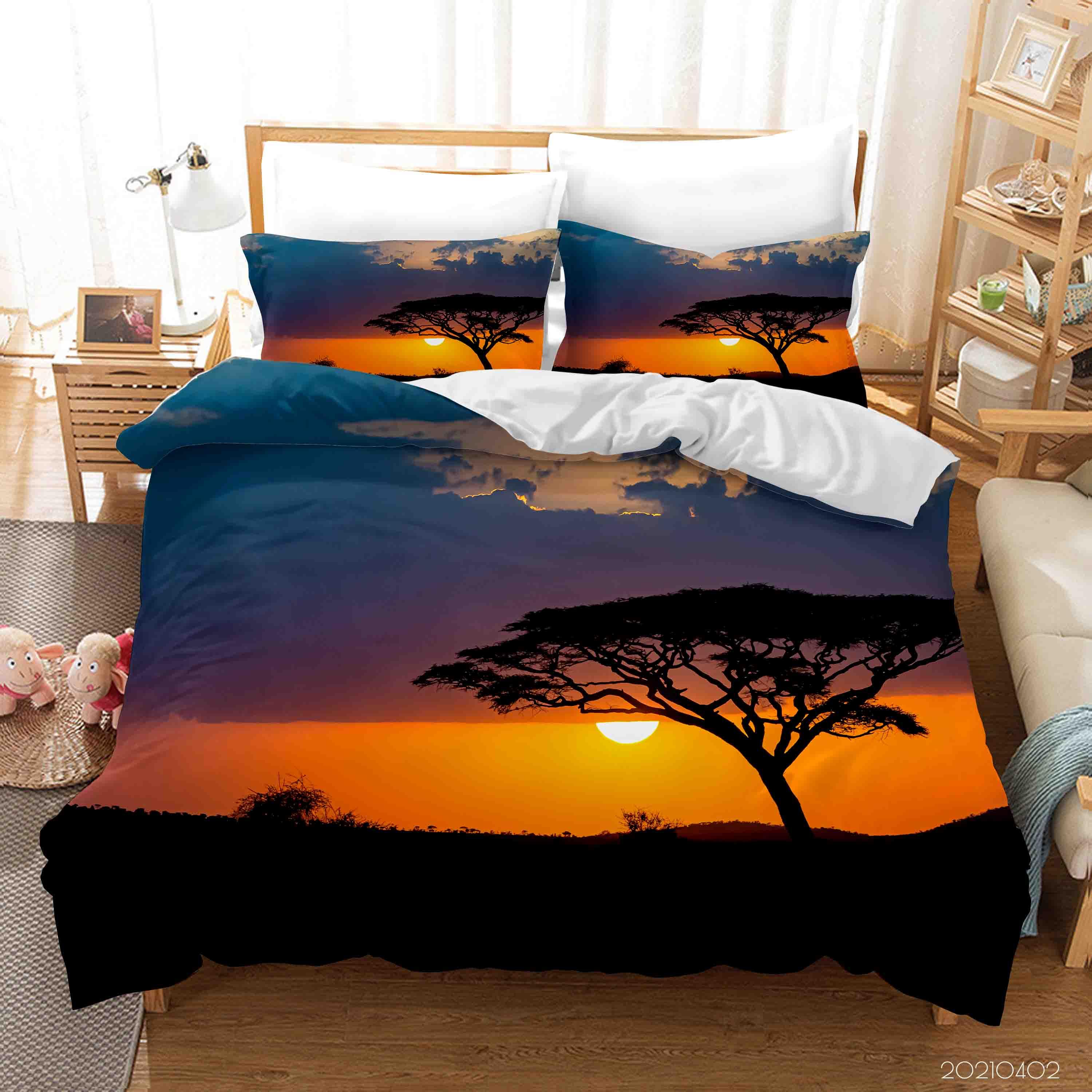 3D Sunset Sky Tree Landscape Quilt Cover Set Bedding Set Duvet Cover Pillowcases 48 LQH- Jess Art Decoration