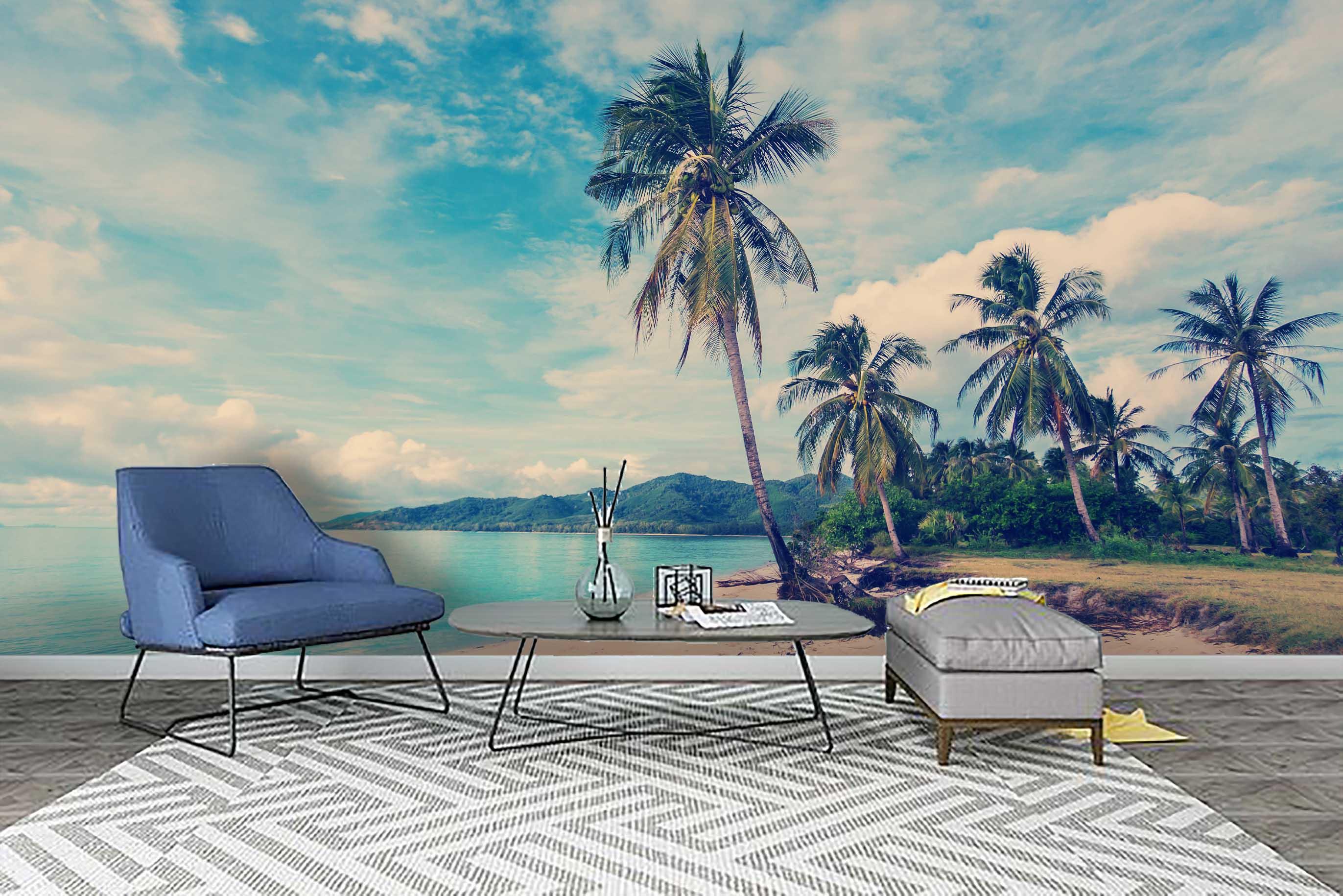 3D Blue Sky Tropical Beach Wall Mural Wallpaper 48- Jess Art Decoration