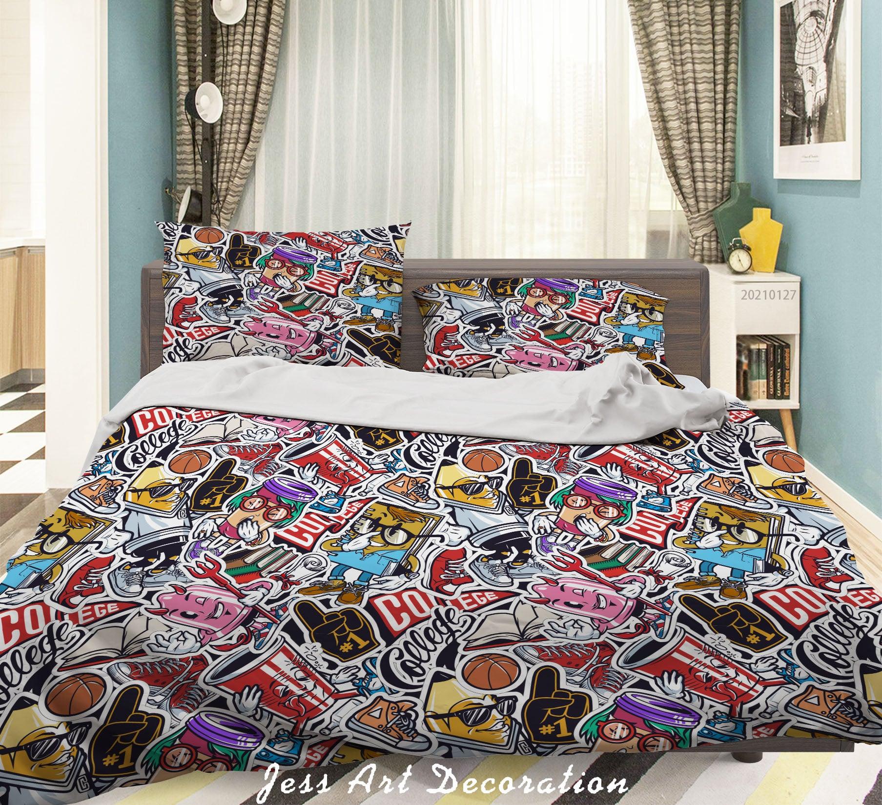 3D Abstract Color Graffiti Quilt Cover Set Bedding Set Duvet Cover Pillowcases 224- Jess Art Decoration