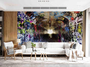 3D Tunnel Abstract Graffiti World Wall Mural Wallpaper 5104- Jess Art Decoration