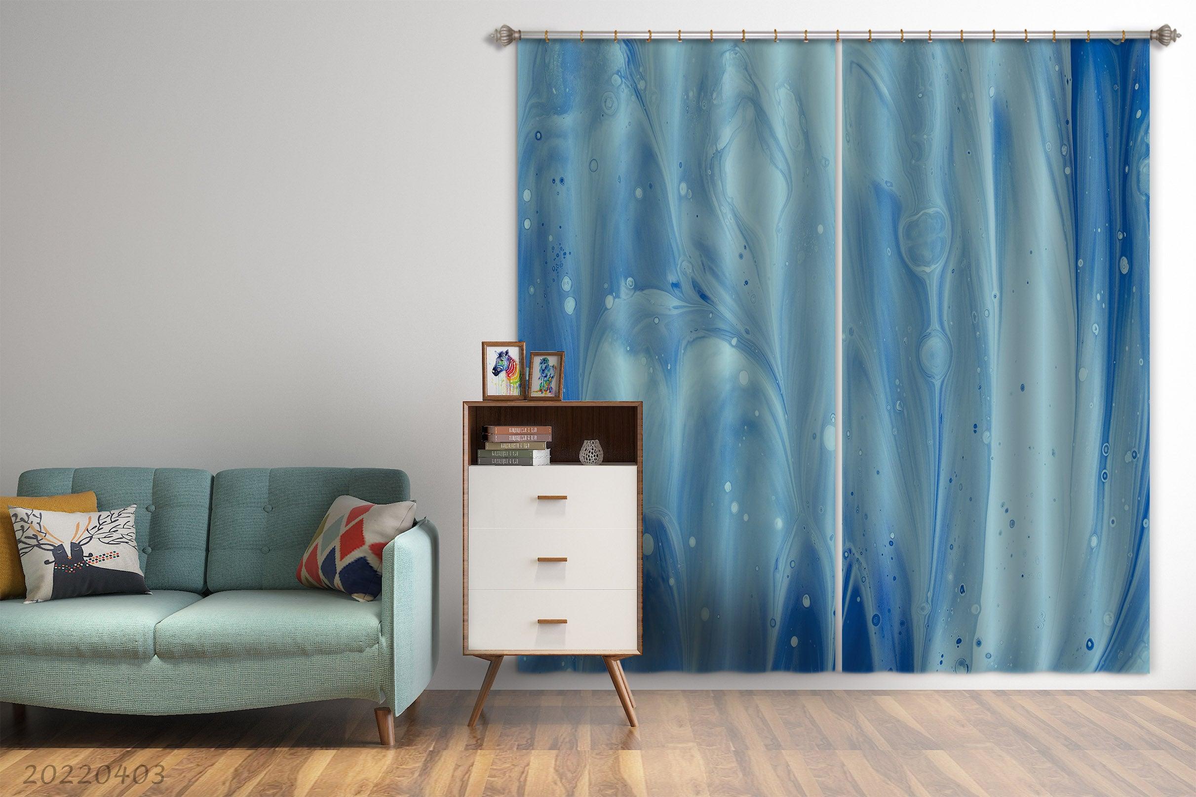 3D Abstract Blue Texture Pattern Curtains and Drapes GD 3239- Jess Art Decoration