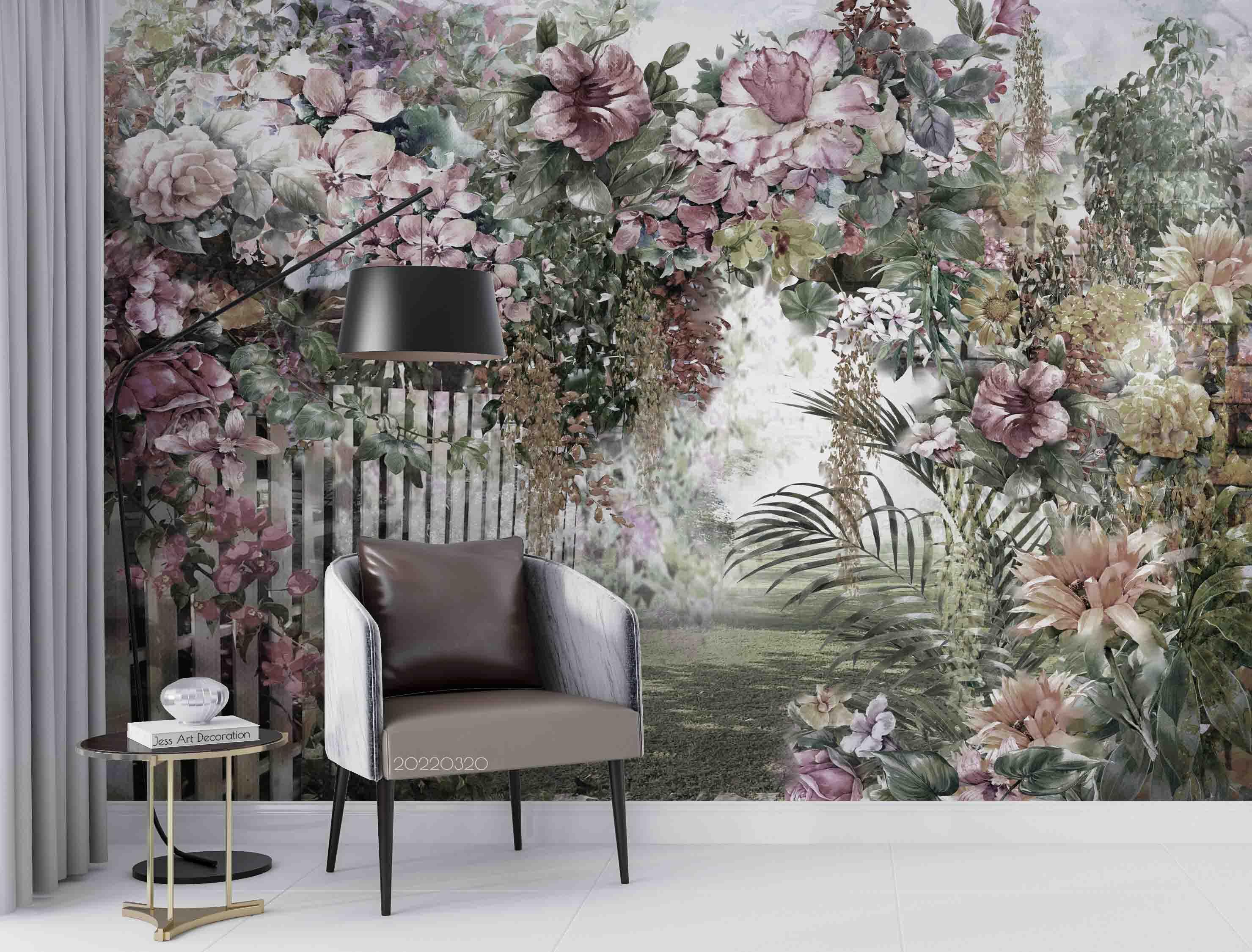 3D Pastoral Pink Floral Pattern Wall Mural Wallpaper GD 3760- Jess Art Decoration
