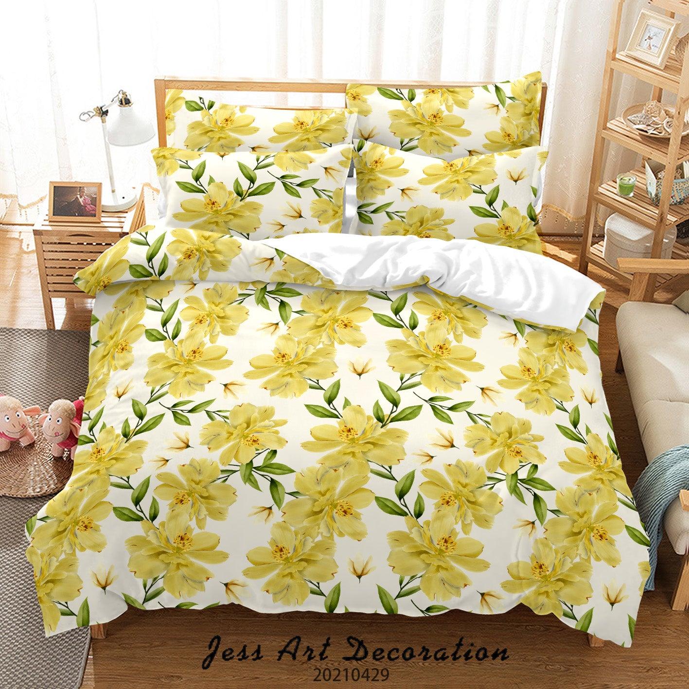 3D Hand Drawn Yellow Floral Quilt Cover Set Bedding Set Duvet Cover Pillowcases 192- Jess Art Decoration