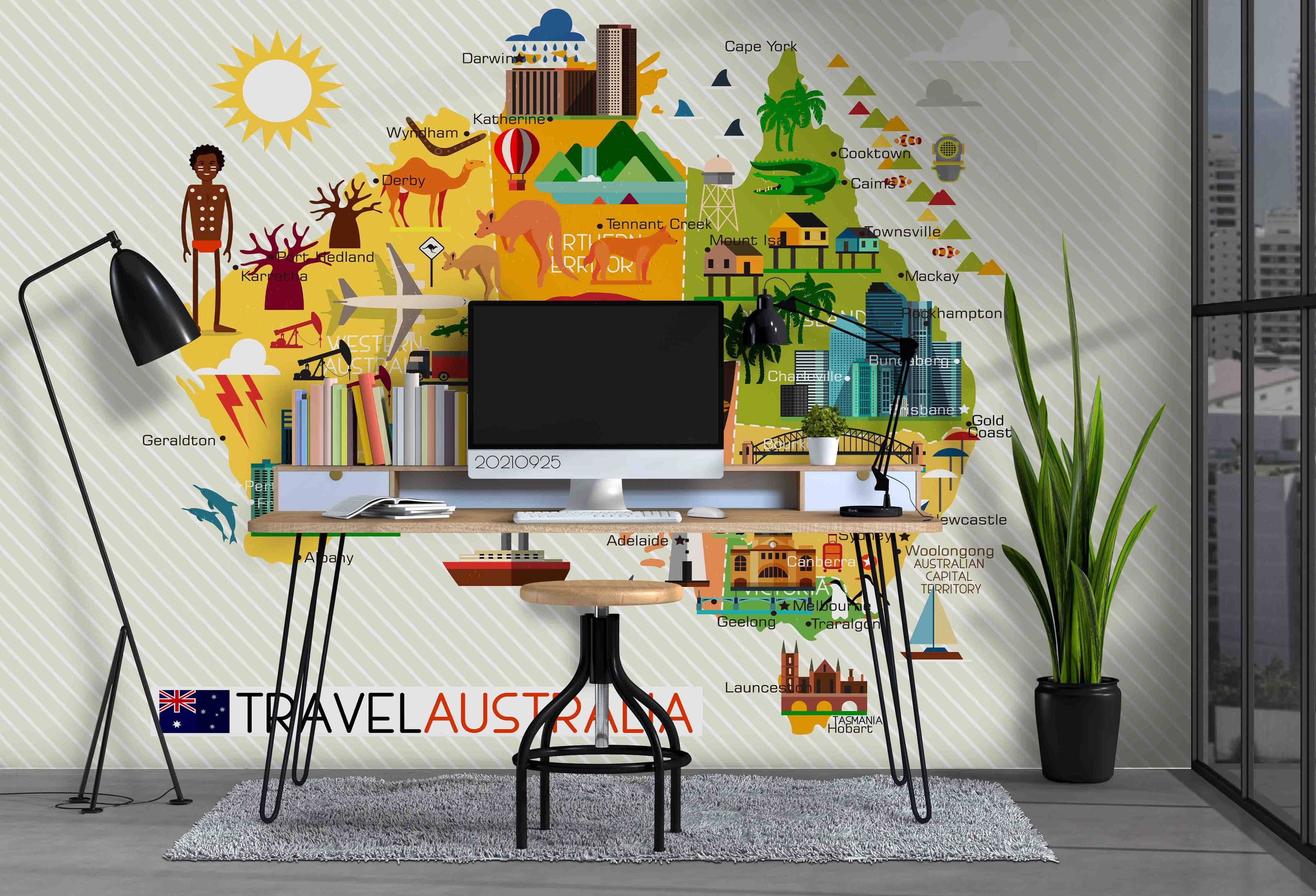 3D Iconic Building Map Wall Mural Wallpaper LQH 299- Jess Art Decoration