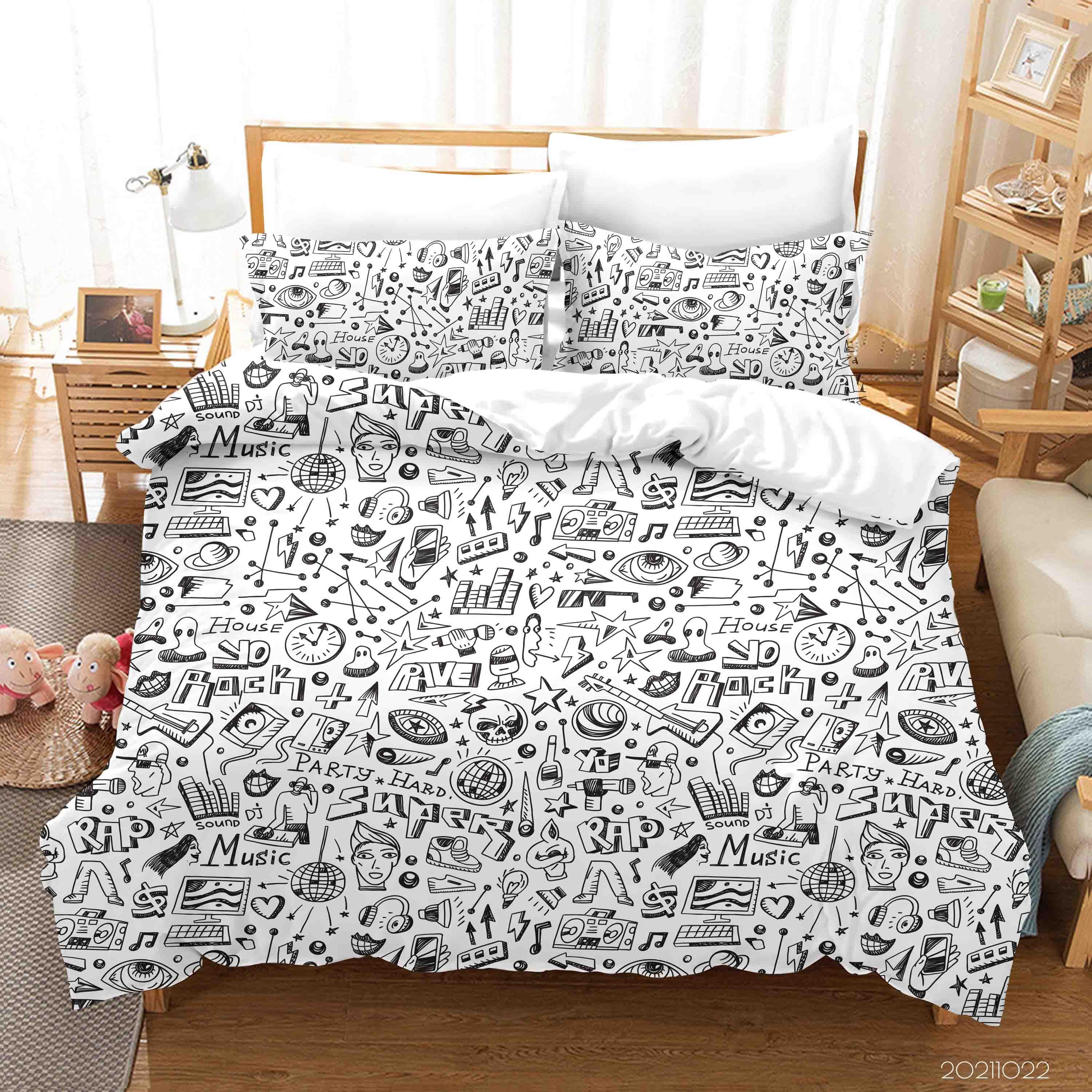 3D Abstract Art Graffiti Quilt Cover Set Bedding Set Duvet Cover Pillowcases 87- Jess Art Decoration