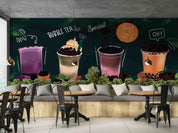 3D Black Background Bubble Tea Pearl Tea Milk Tea Shop Wall Mural Wallpaper JN 28- Jess Art Decoration
