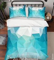 3D Abstract Blue Geometric Pattern Quilt Cover Set Bedding Set Duvet Cover Pillowcases 234- Jess Art Decoration