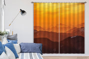 3D Sunset Orange Winter Mountains Curtains and Drapes GD 3602- Jess Art Decoration