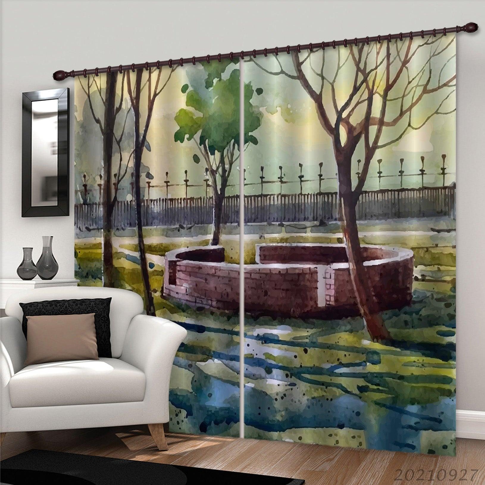 3D Landscape Oil Painting Curtains and Drapes LQH 125- Jess Art Decoration