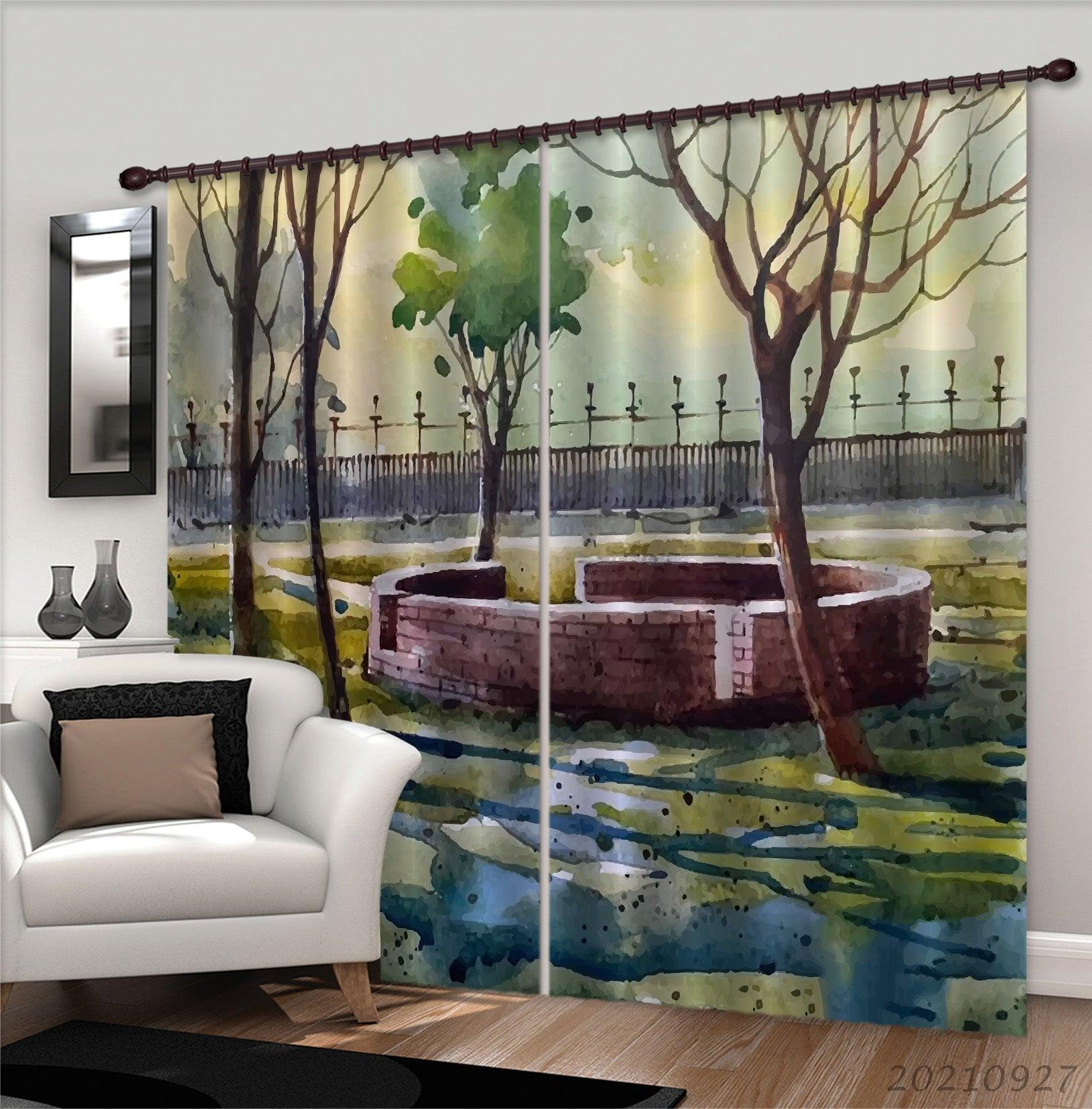3D Landscape Oil Painting Curtains and Drapes LQH 125- Jess Art Decoration