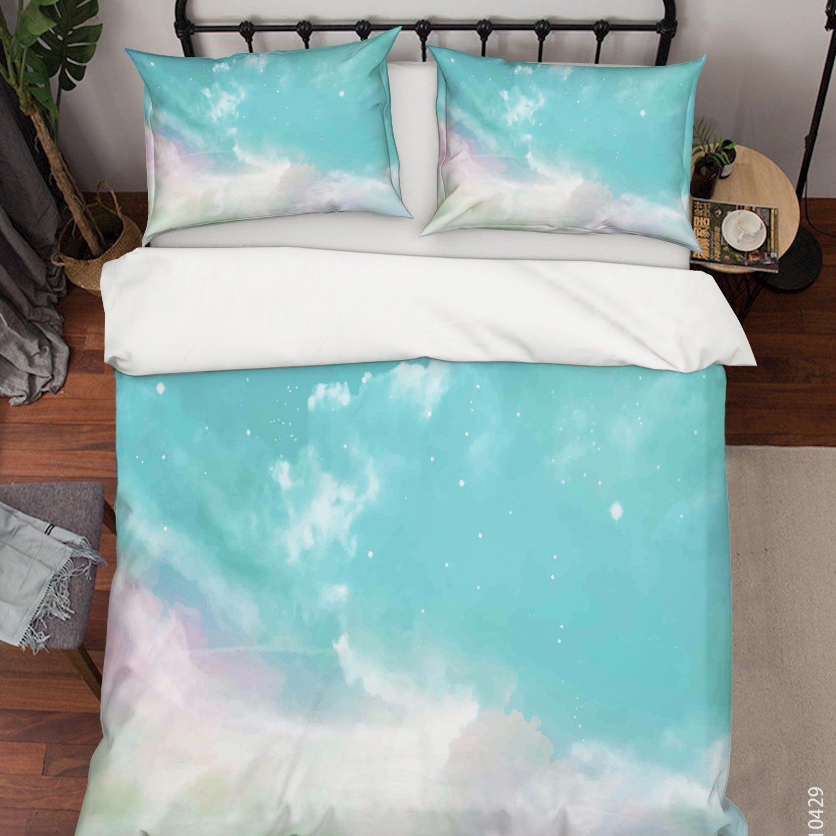 3D Watercolor Sky Cloud Quilt Cover Set Bedding Set Duvet Cover Pillowcases 217- Jess Art Decoration
