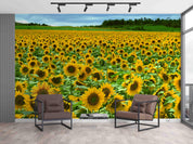 3D Sunflower Field bright sunflower landscape wall mural wallpaper for living room - view 3