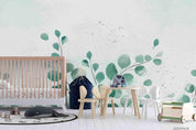 3D Watercolor Green Leaf Wall Mural Wallpaper LQH 126- Jess Art Decoration