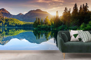 3D Nature Landscape Forest Lake Reflection Mountain Wall Mural Wallpaper GD 2328- Jess Art Decoration
