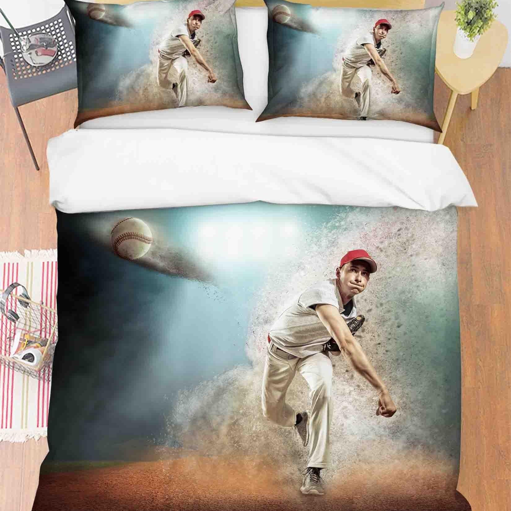3D Sports Baseball Quilt Cover Set Bedding Set Duvet Cover Pillowcases 309- Jess Art Decoration